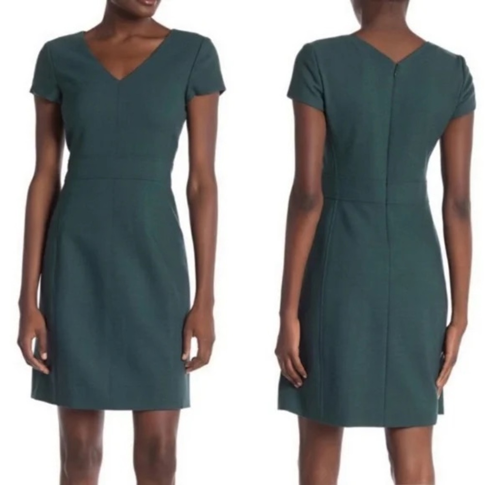 Theory Women’s Tilean Italian Classic Wool Dress Green 8